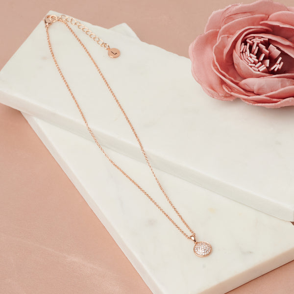 Fine | Short Rose Gold Small Cubic Zirconia Disc Necklace