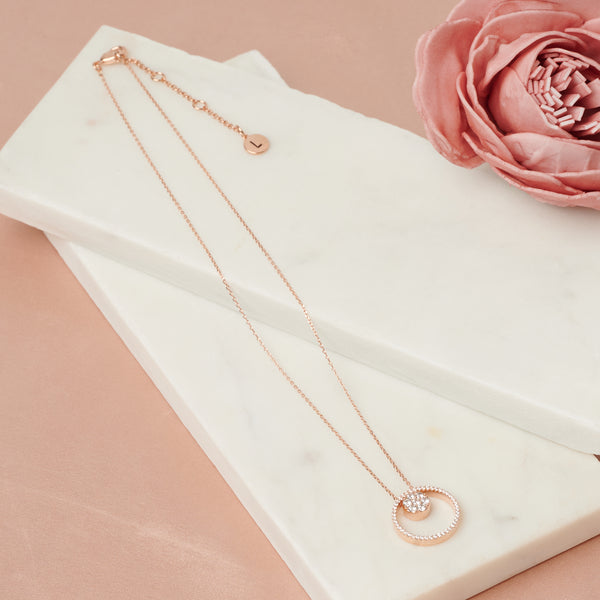 Fine | Short Rose Gold Crystal Ring Necklace