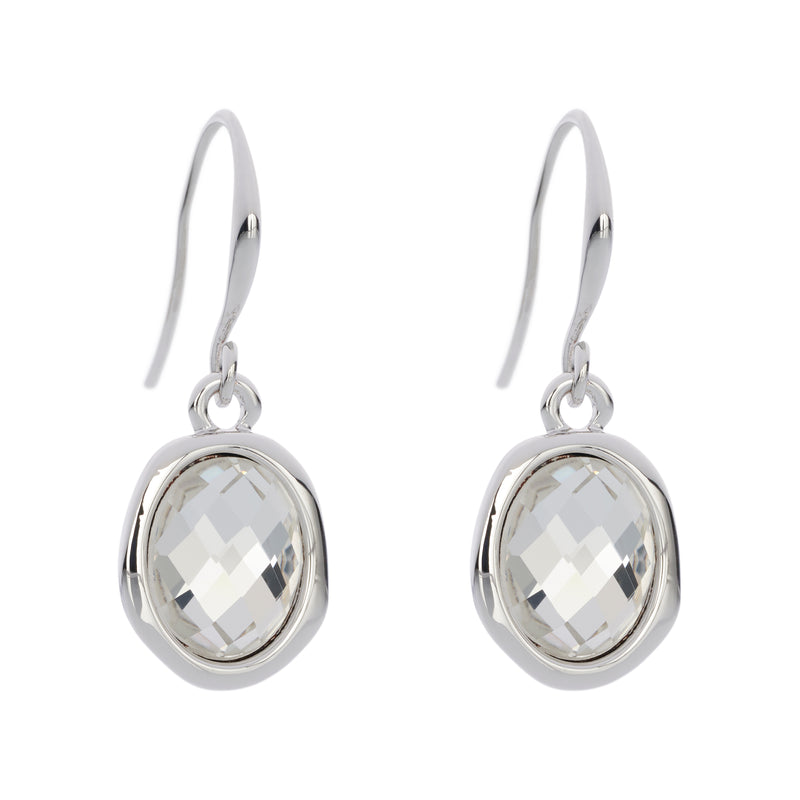 Fine | Silver Round Crystal Earring