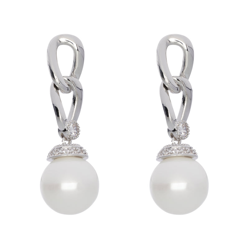 Fine | Silver CZ & Pearl Drop Earring