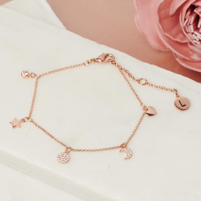 Fine | Rose Gold CZ Charm Bracelet