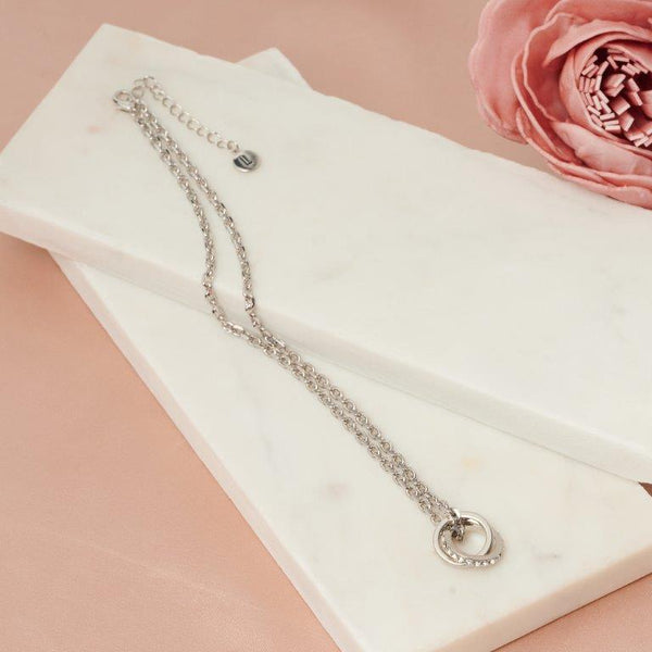 Fine | Short Silver 2 Ring Necklace