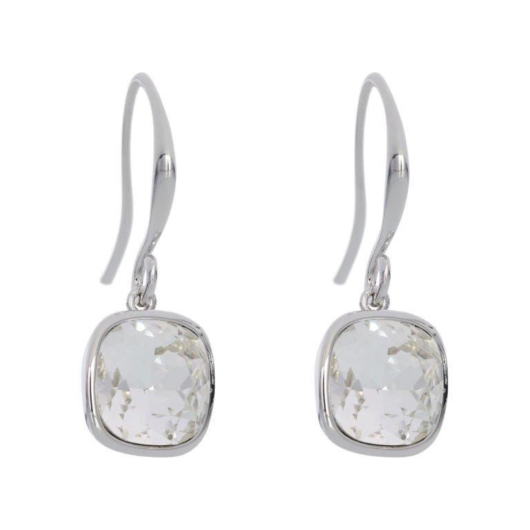Fine | Silver Square Crystal Earring