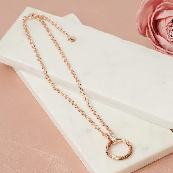 Fine | Short Rose Gold Double Ring Necklace