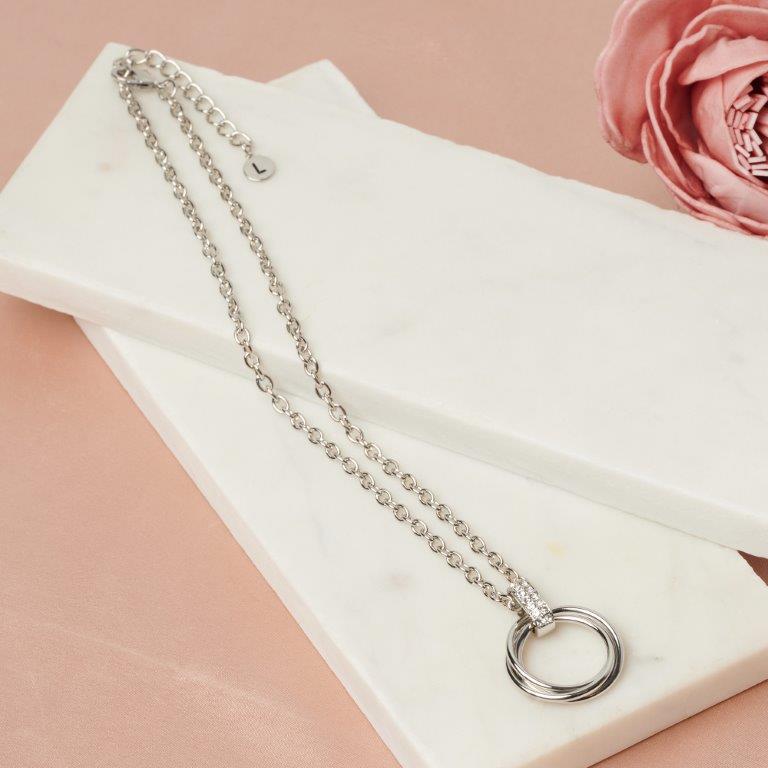 Fine | Short Silver Double Ring Necklace