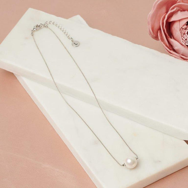 Fine | Short Silver Pearl Necklace