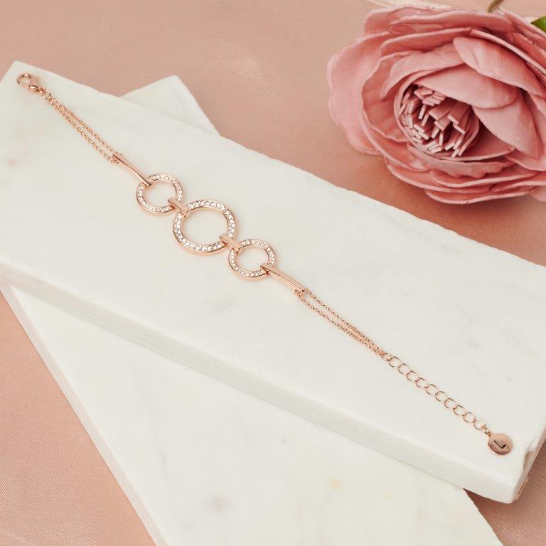 Fine | Rose Gold 3 Ring Crystal Bracelet
