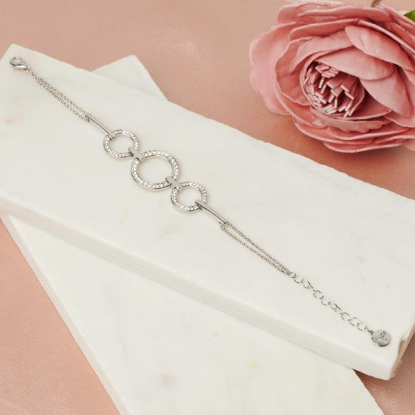 Fine | Silver 3 Ring Crystal Bracelet