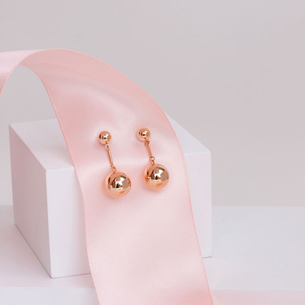 Fine | Rose Gold Drop Ball Earring