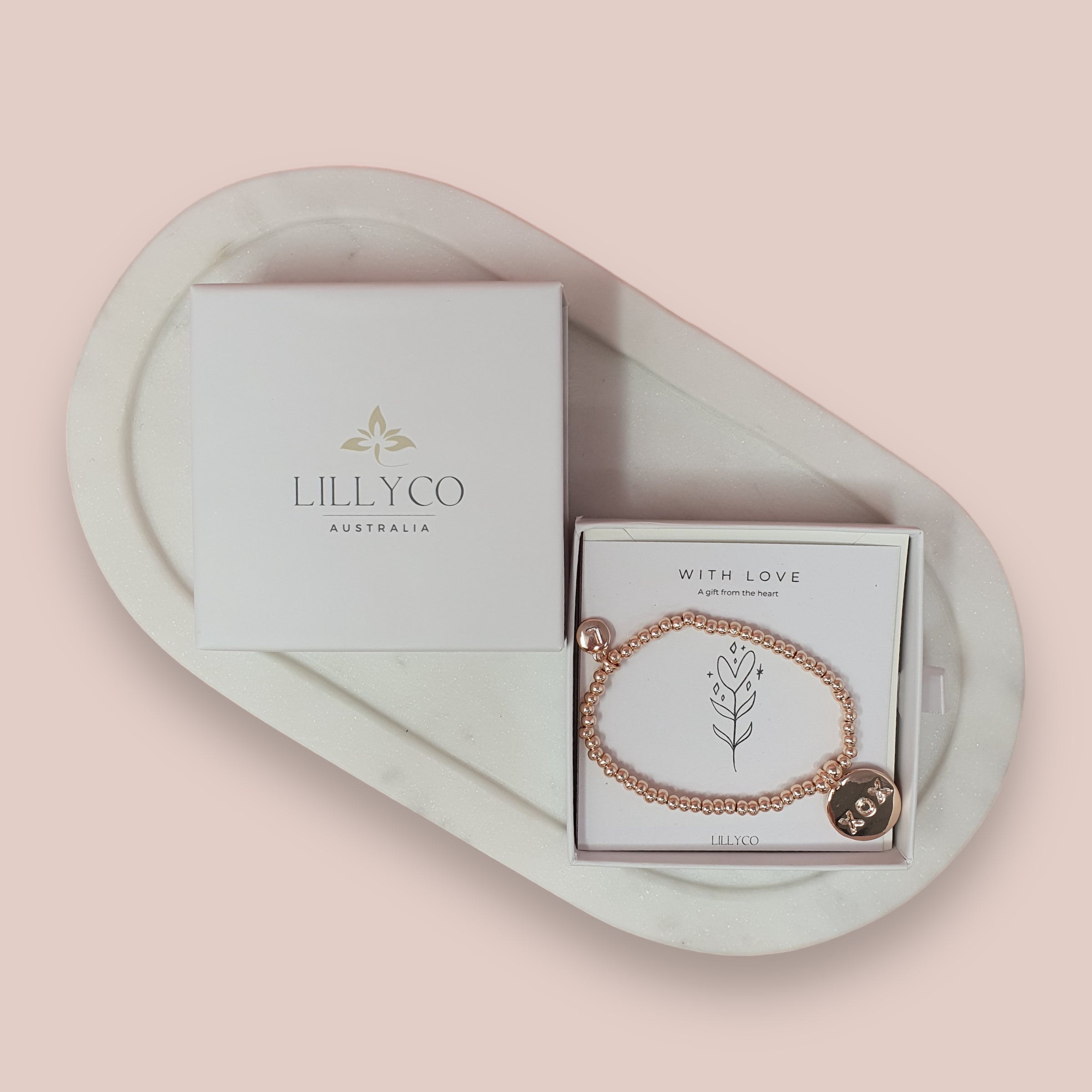 JEWELLERY GIFT BOX | With Love #2 Boxed Rose Gold Bracelet
