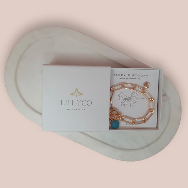 GIFT BOX | Happy Birthday #1 Boxed Rose Gold Bracelet | BL119BRG