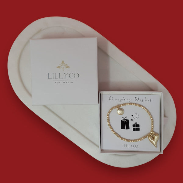GIFT BOX | Gold Matt Solid Heart Bracelet | BL114BG