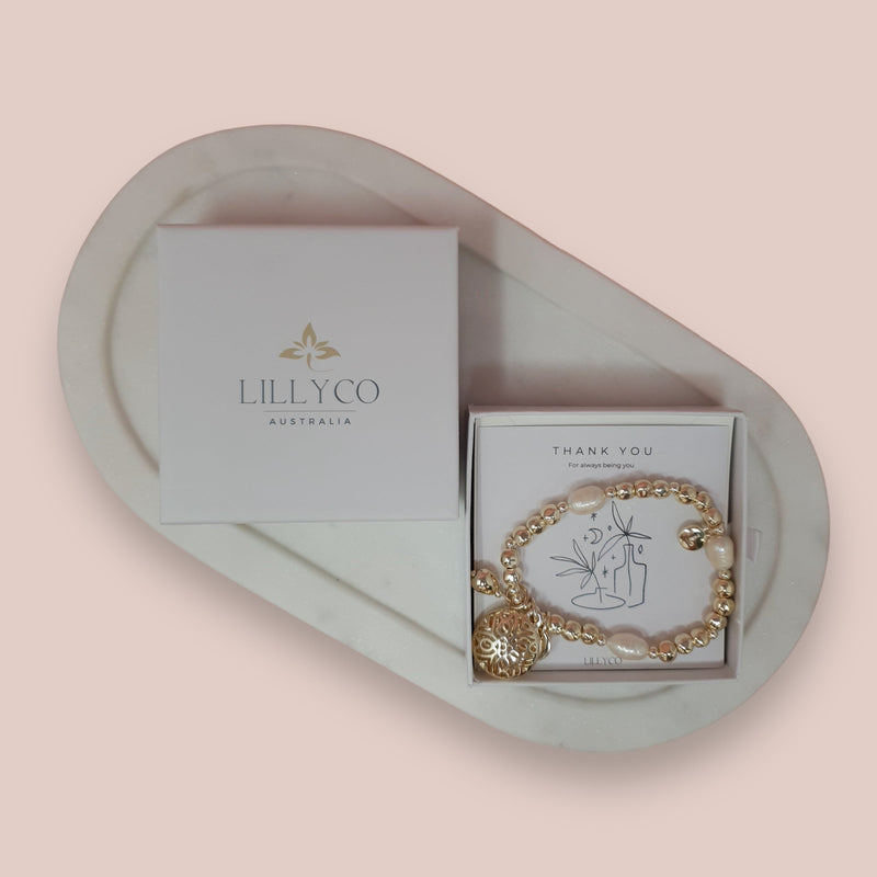 JEWELLERY GIFT BOX | Thank You #2 Boxed Light Gold Bracelet