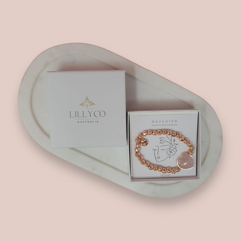 JEWELLERY GIFT BOX | Daughter Boxed Rose Quartz Bracelet