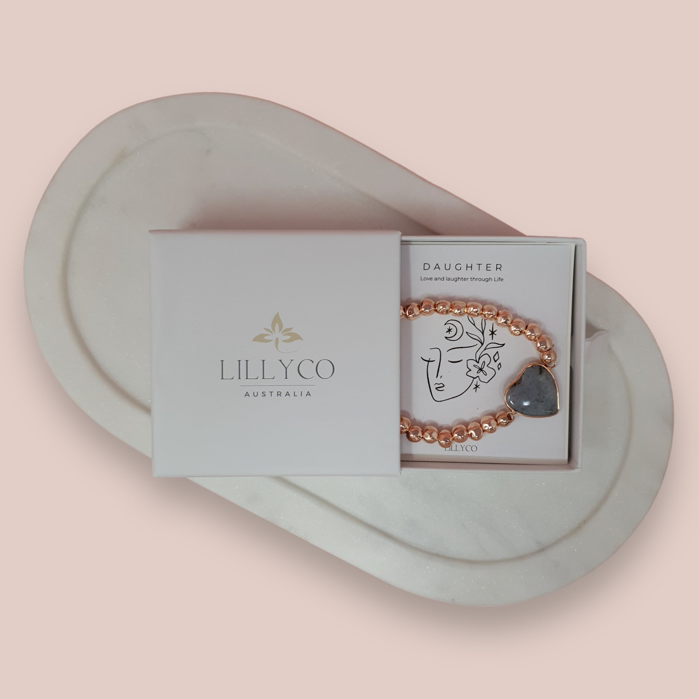 JEWELLERY GIFT BOX | Daughter Boxed Grey Stone Bracelet