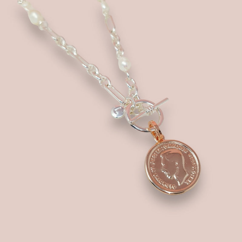 COIN | SHORT Silver Coin & Pearl Necklace