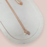 Rose Gold Pink Stone + Pearl Necklace