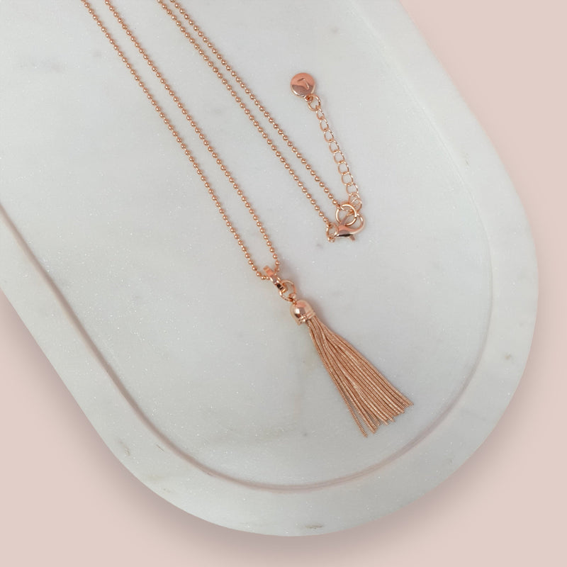 Rose Gold Tassell Long Necklace