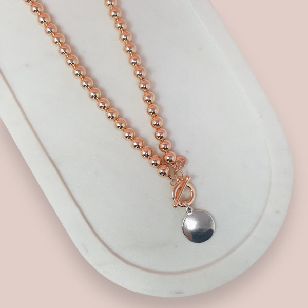 Short | Rose Gold XOX Double Sided Pendant Necklace