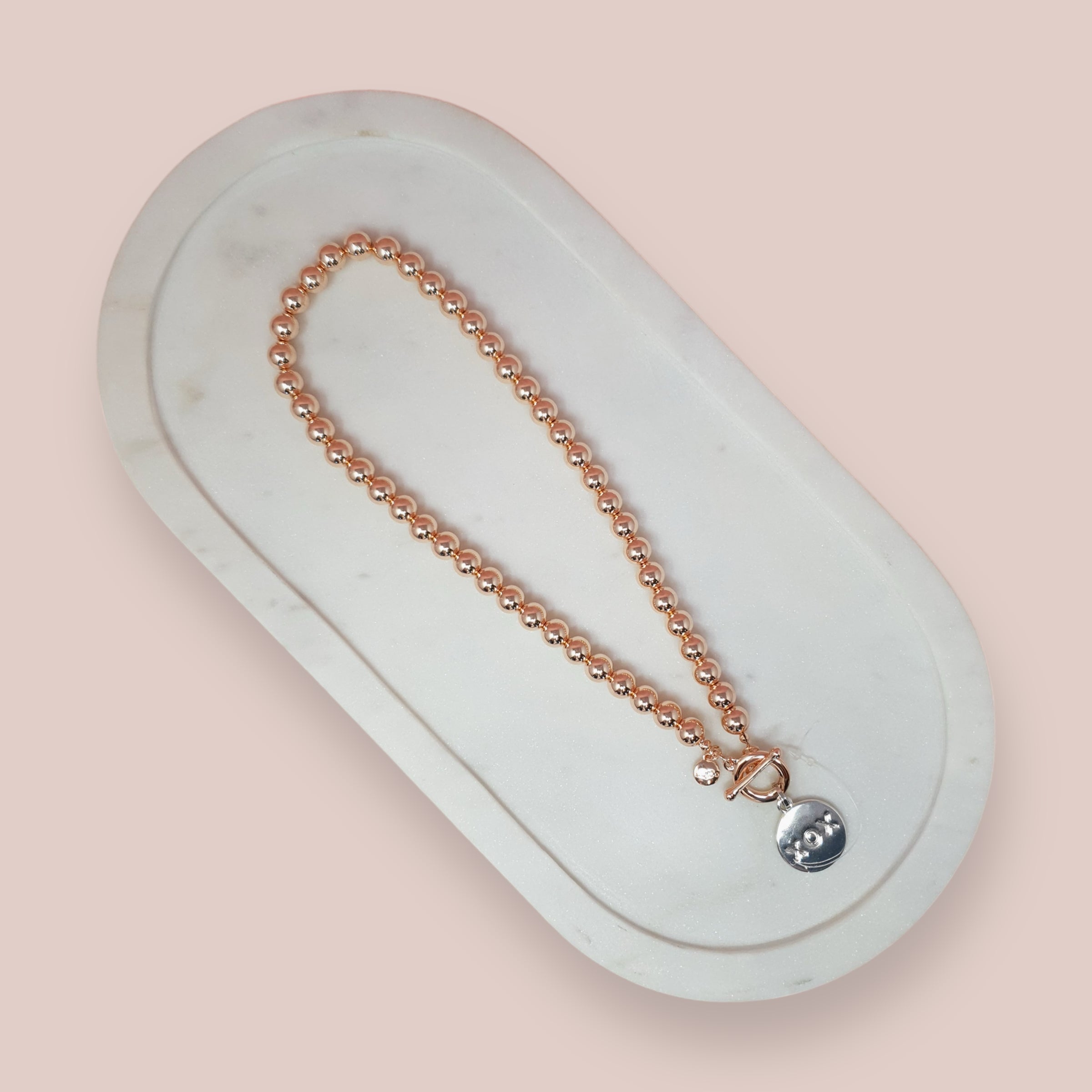 Short | Rose Gold XOX Double Sided Pendant Necklace