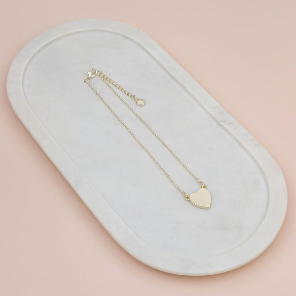 SHORT | Light Gold Solid Love Heart Necklace