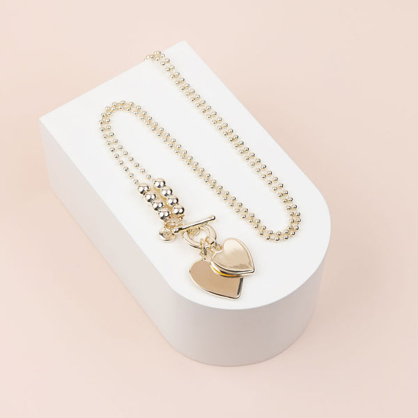 Light Gold 2 Heart Necklace