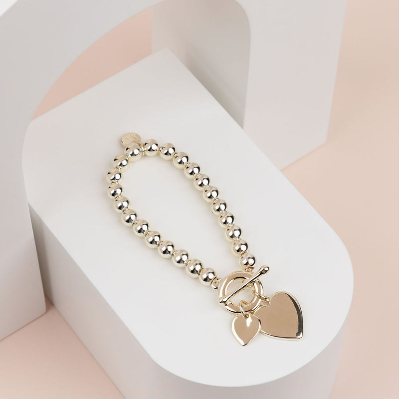 HEART COLLECTION - Light Gold 2 Heart Bracelet