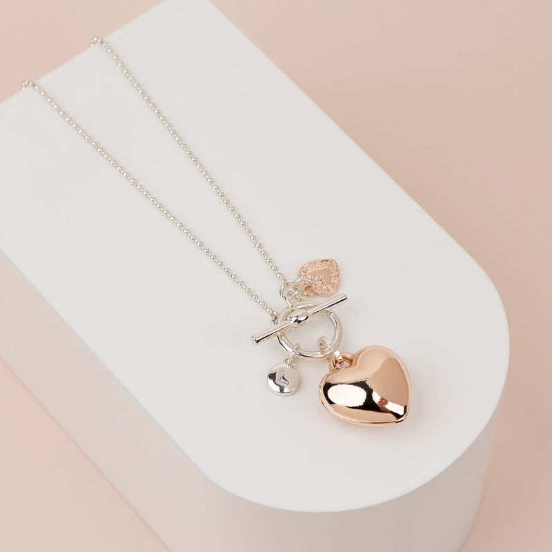 Limited Edition | LONG | Silver & Rose Gold Heart Necklace