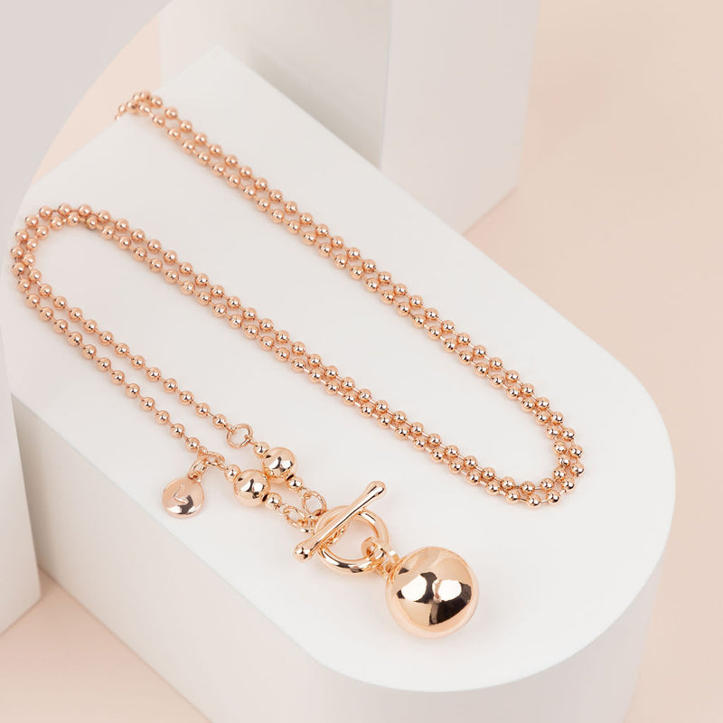 Limited Edition - Rose Gold Ball & Fob Necklace