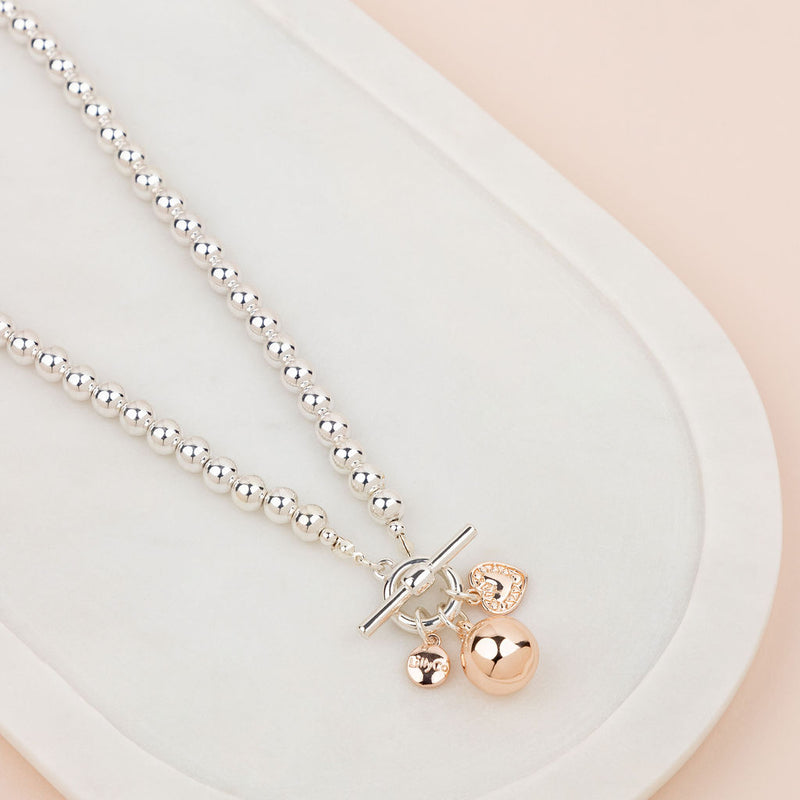 Limited Edition | SHORT | Silver & Rose Gold Ball Necklace