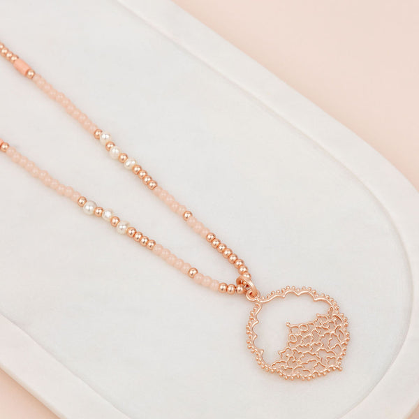 Rose Gold Matt & Pink Stone Necklace