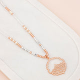 Rose Gold Matt Bead & Howlite Stones Lacey Pendant Necklace
