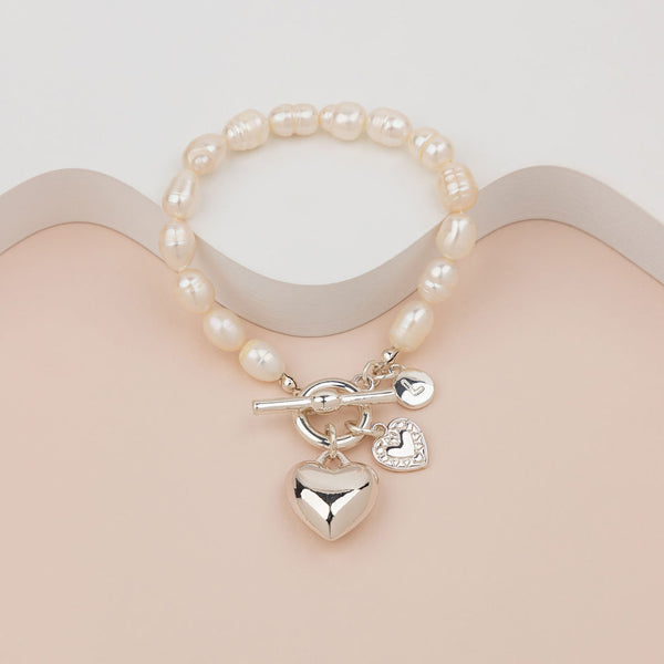 Limited Edition - Silver Heart on Freshwater Pearl Bracelet