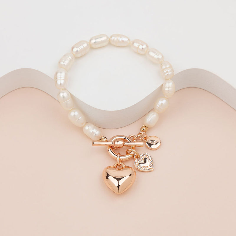 Limited Edition | Rose Gold Heart on Freshwater Pearl Bracelet
