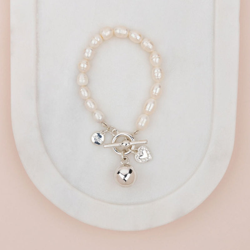 Limited Edition - Silver Ball on Freshwater Pearl Bracelet