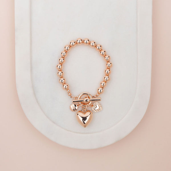 Limited Edition - Rose Gold Heart with Toggle Bracelet