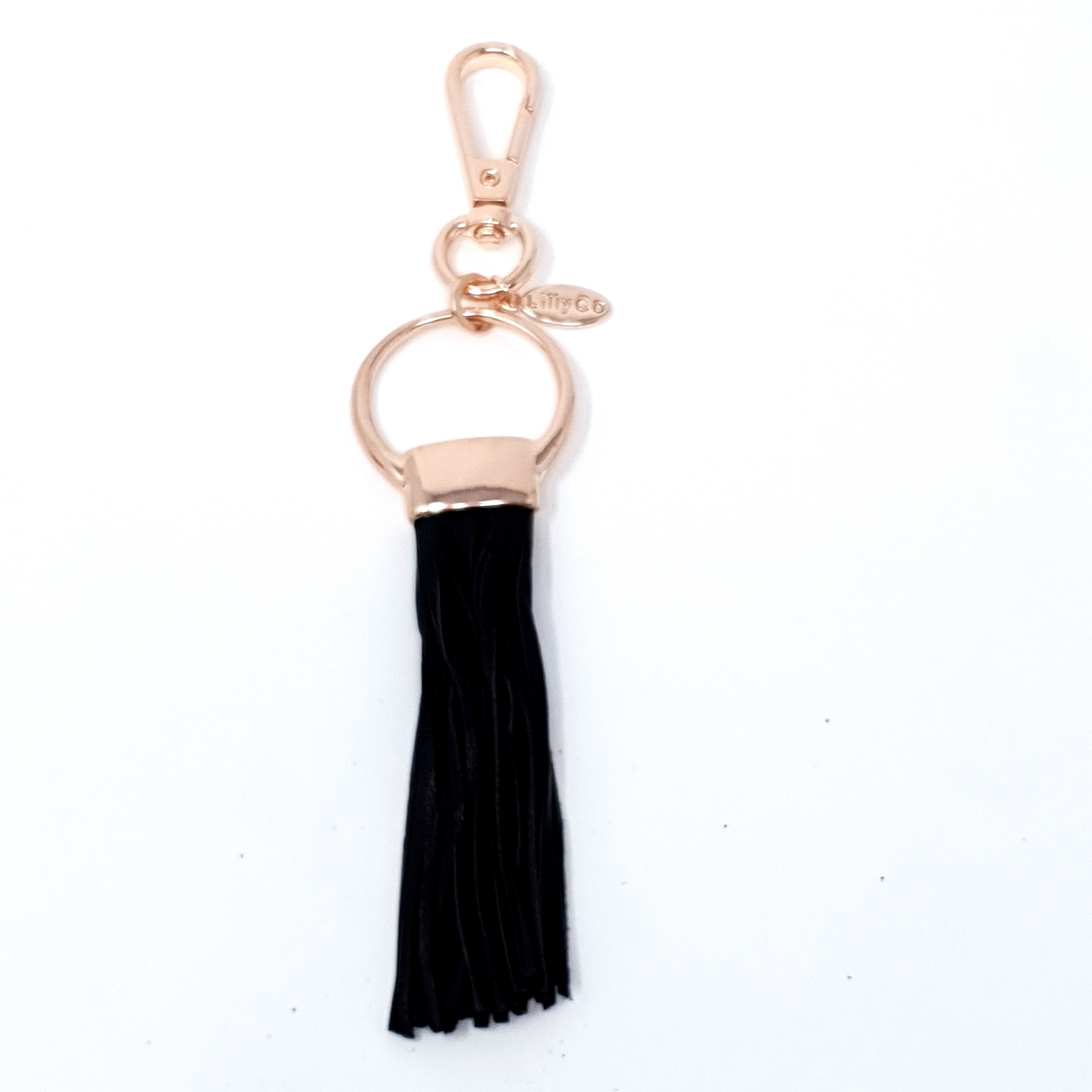 Rose Gold with Black Tassel Keyring