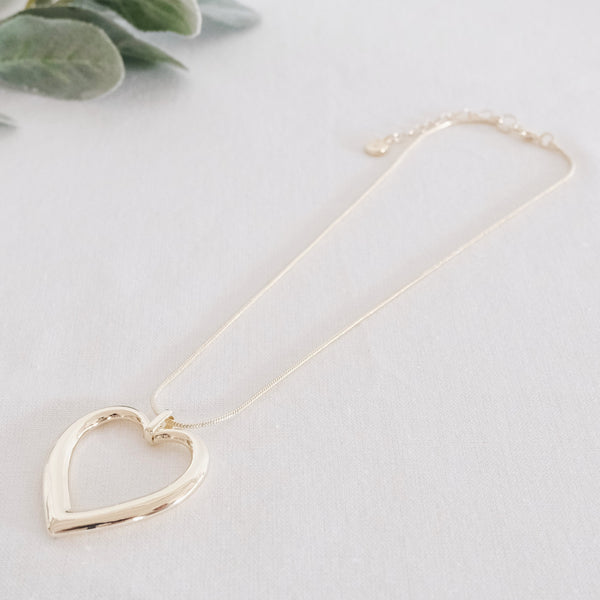 SHORT | Light Gold Large Open Heart Necklace