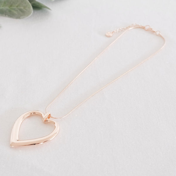 SHORT | Rose Gold Large Open-Heart Necklace