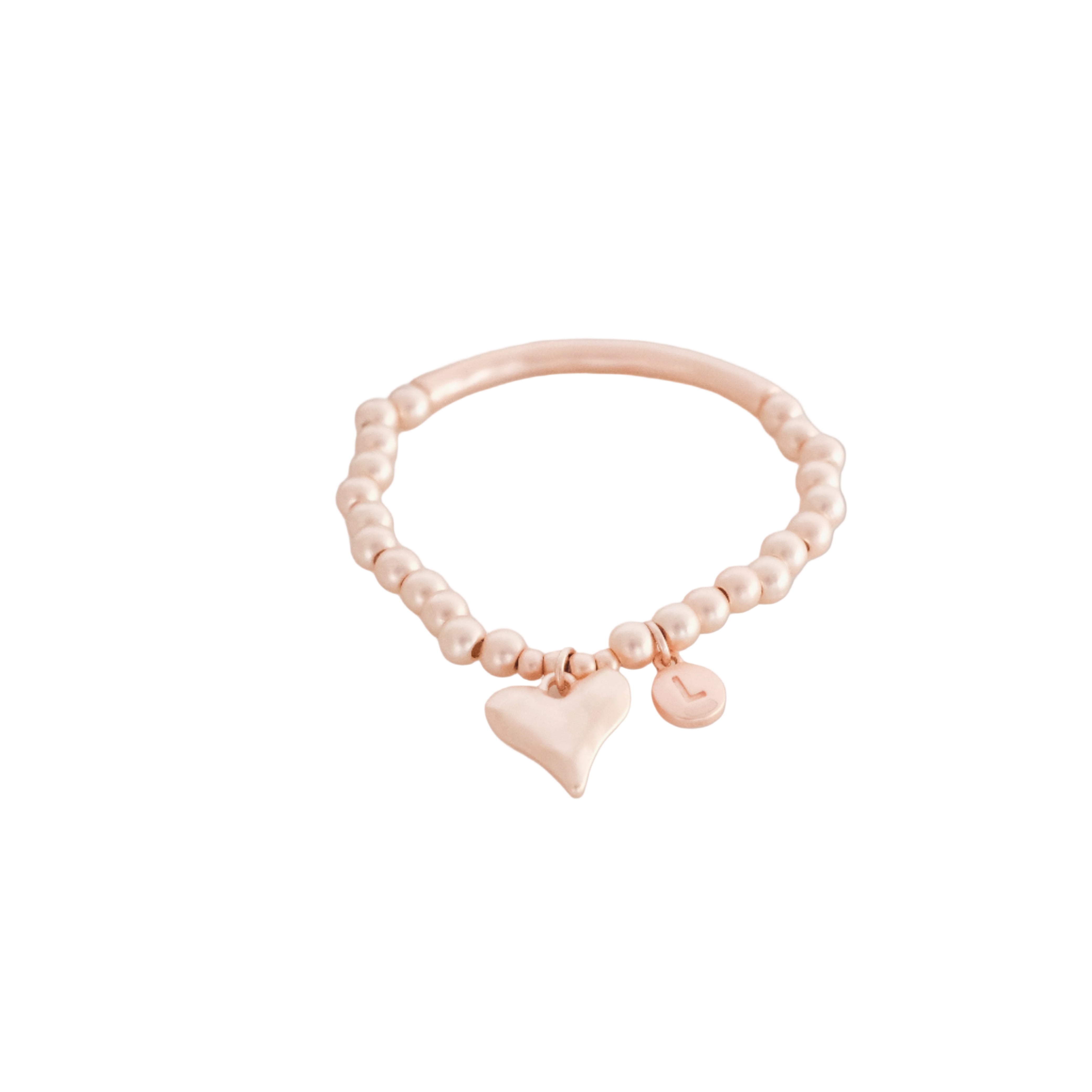 Matt Rose Gold Bead & Heart Bracelet