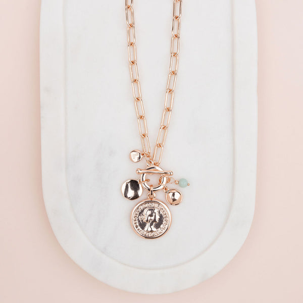 SHORT| Rose Gold Coin Necklace
