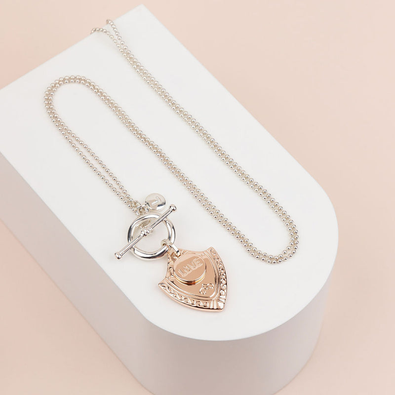Silver & Rose Gold Shield Necklace