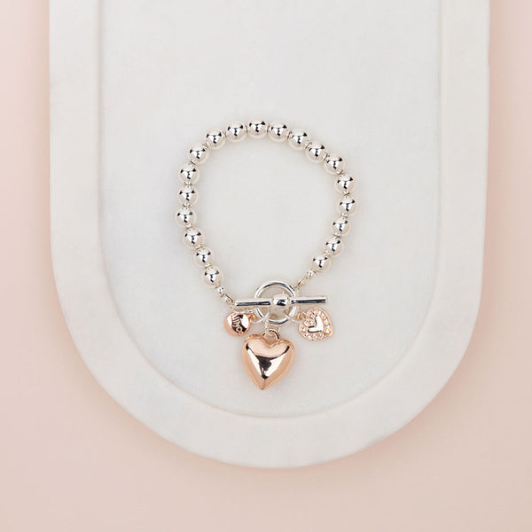 Limited Edition | Rose Gold & Silver Toggle Heart Bracelet