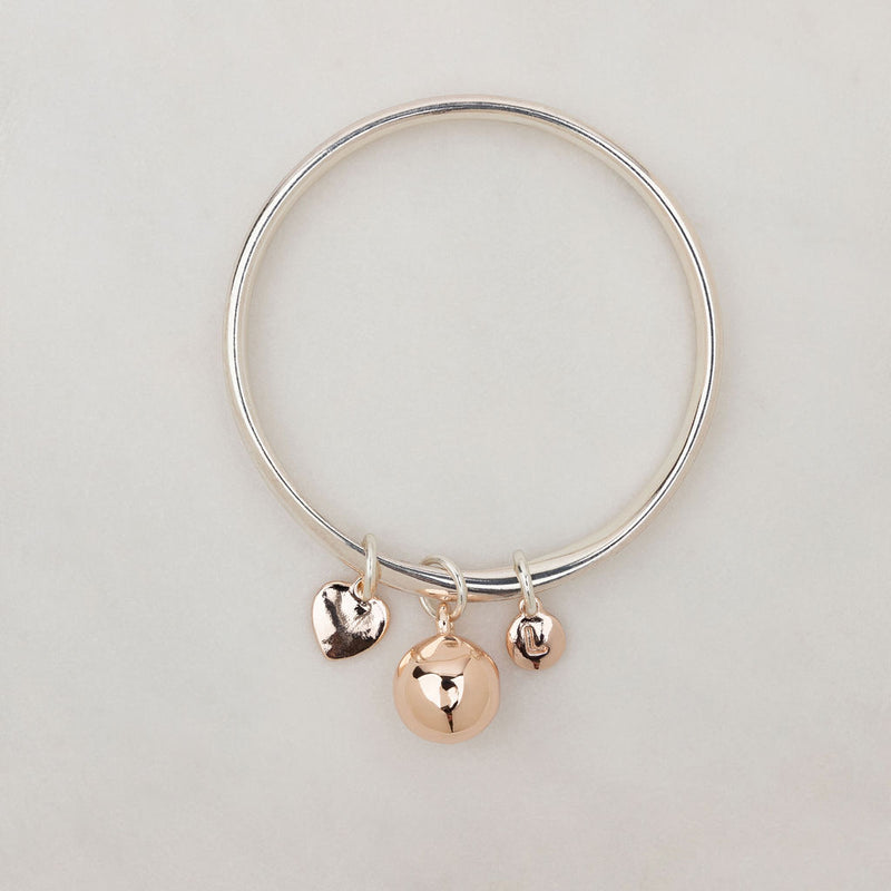 Limited Edition - Silver & Rose Gold Ball Bangle
