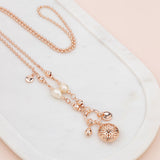 Rose Gold Cut Out Pendant & Pearl Necklace