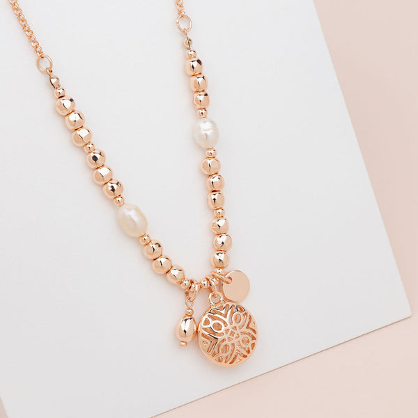 SHORT | Rose Gold Cut Out Pendant Necklace