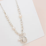 SHORT | Silver Cut Out & Pearl Pendant Necklace