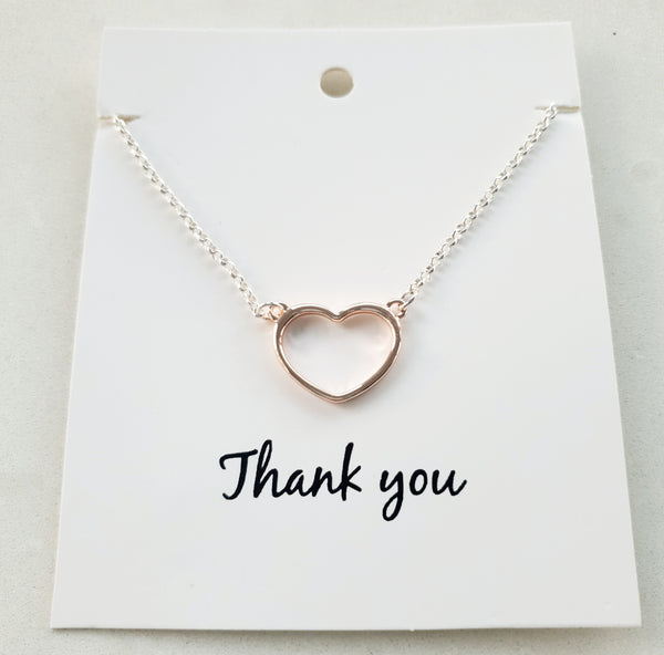 Mixed Heart Necklace on a THANK YOU Card