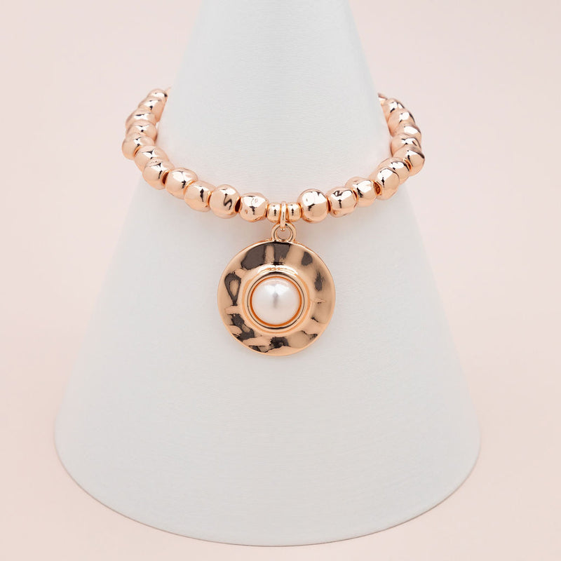 Rose Gold Pendant with Pearl Bracelet