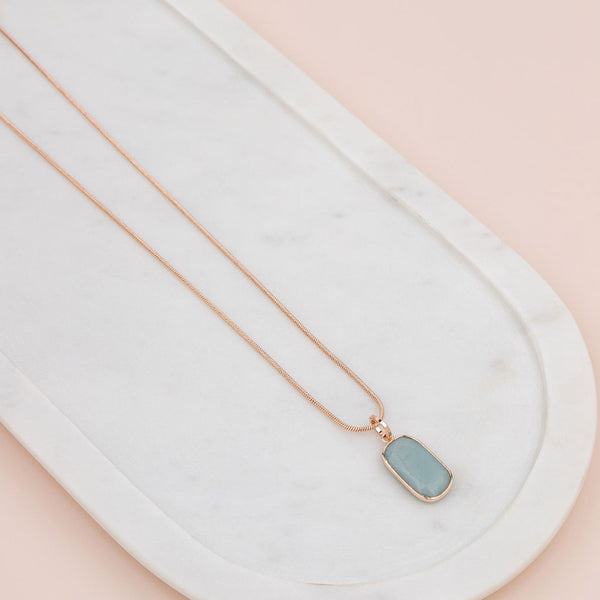 Rose Gold Adjustable Turquoise Stone Necklace